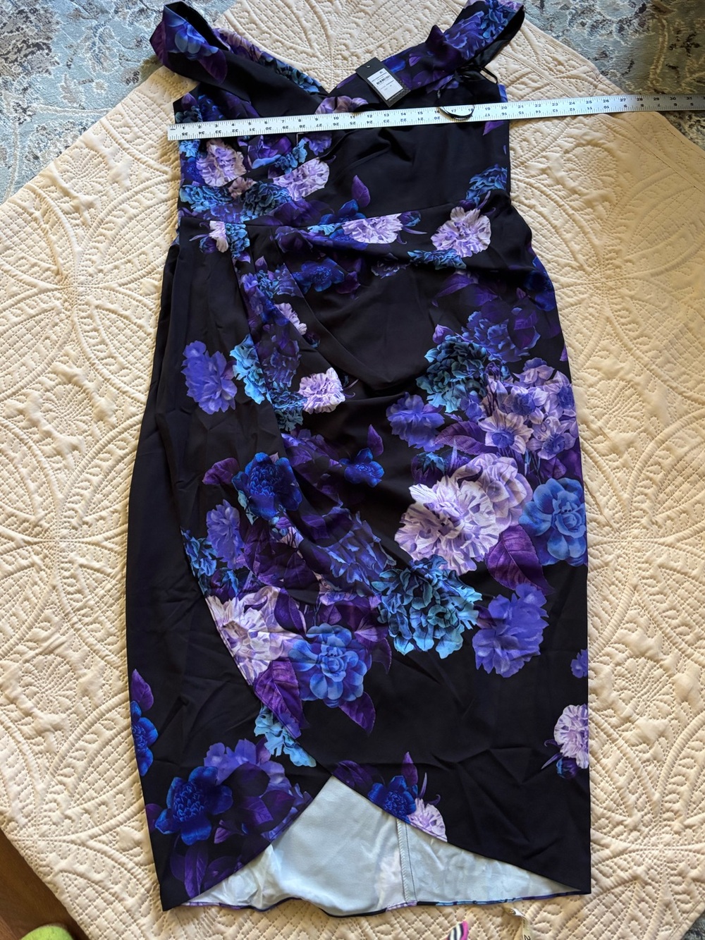 City Chic 18W NWT Black Midi Dress with Purple Floral Print